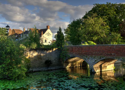 United Kingdom canal house man made bridge HD Desktop Wallpaper | Background Image