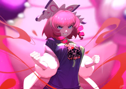 purple eyes pink hair Klara (Pokémon) Pokemon video game Pokémon: Sword and Shield HD Desktop Wallpaper | Background Image