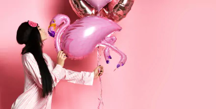 profile pajamas balloon flamingo woman mood HD Desktop Wallpaper | Background Image