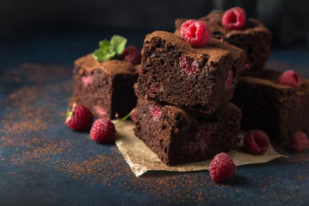 dessert baking raspberry food brownie HD Desktop Wallpaper | Background Image