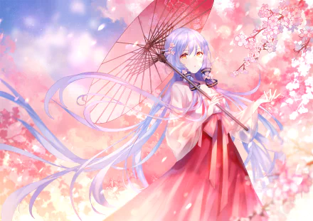 orange eyes blue hair long hair umbrella Xingchen (Vocaloid) Anime Vocaloid HD Desktop Wallpaper | Background Image