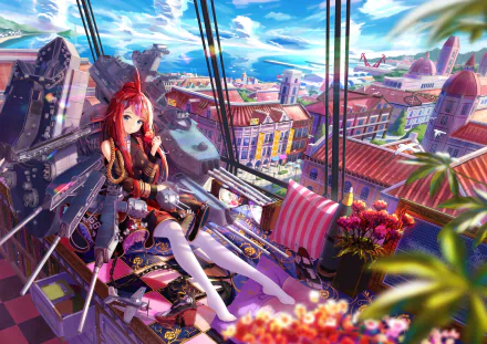 uniform blue eyes red hair Prinz Eugen (Warship Girls) Anime Warship Girls HD Desktop Wallpaper | Background Image