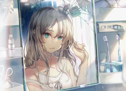 bathroom mirror toothbrush Anime Original HD Desktop Wallpaper | Background Image