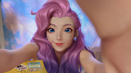 blue eyes pink hair Seraphine (League Of Legends) video game League Of Legends HD Desktop Wallpaper | Background Image