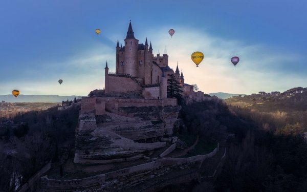 Man Made Segovia Castle Castles Spain Castle Hot Air Balloon HD Wallpaper | Background Image