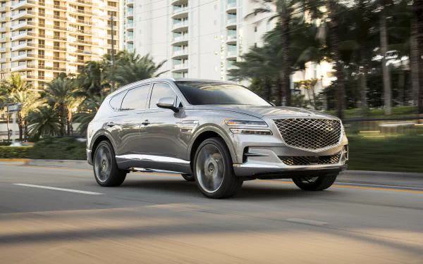 silver car SUV car vehicle Genesis GV80 HD Desktop Wallpaper | Background Image