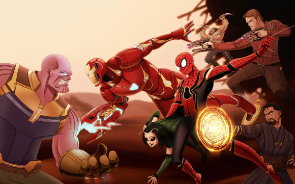 Peter Parker Peter Quill Star Lord Drax The Destroyer spider man Doctor Strange Mantis (Marvel Comics) Iron Man Thanos movie Avengers: Infinity War HD Desktop Wallpaper | Background Image