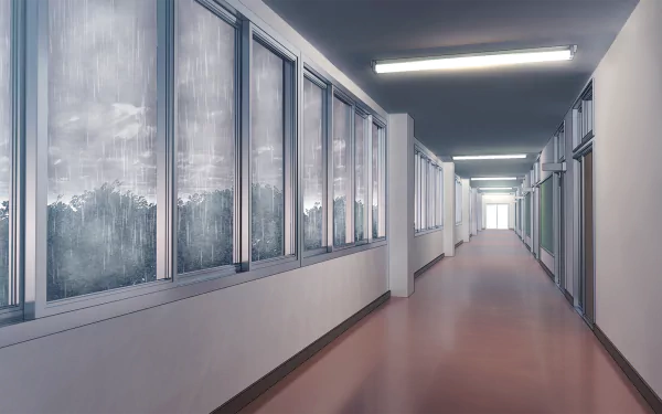 rain corridor Anime Original Rain Anime HD Desktop Wallpaper | Background Image
