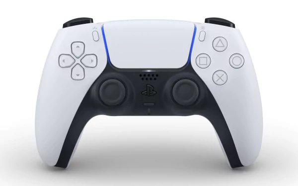 A sleek PlayStation 5 controller displayed prominently on a clean background, capturing the essence of gaming. An HD desktop wallpaper for enthusiasts.