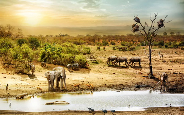 bird fantasy safari zebra giraffe Animal African bush elephant Fantasy Animal HD Desktop Wallpaper | Background Image