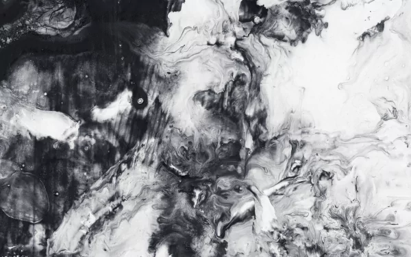 Black-and-white abstract marble and smoke texture, HD PC desktop wallpaper/background with fluid swirls, veining and soft smoky gradients.