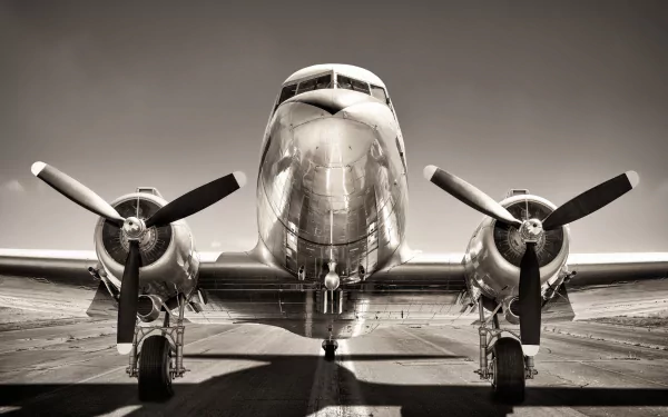 Black & White aircraft vehicle Douglas DC-3 HD Desktop Wallpaper | Background Image