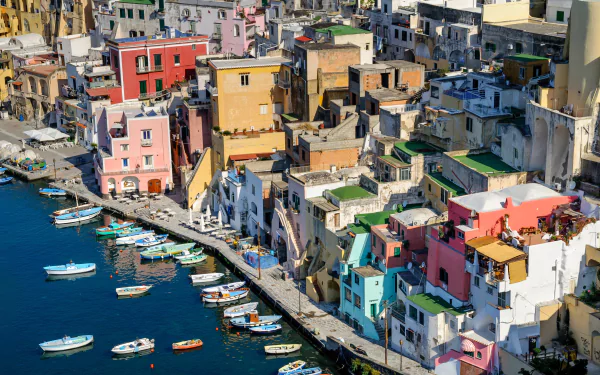 boat house Procida Italy man made town HD Desktop Wallpaper | Background Image