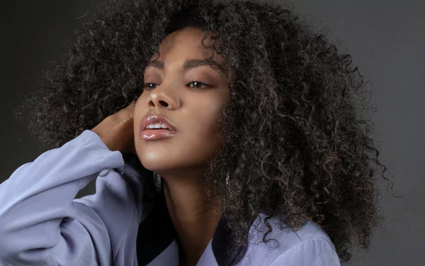 brown eyes curl black hair face woman model HD Desktop Wallpaper | Background Image