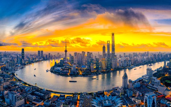 Man Made Shanghai Cities China City Cityscape Sunset HD Wallpaper | Background Image