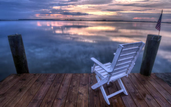 chair sunset photography lake HD Desktop Wallpaper | Background Image