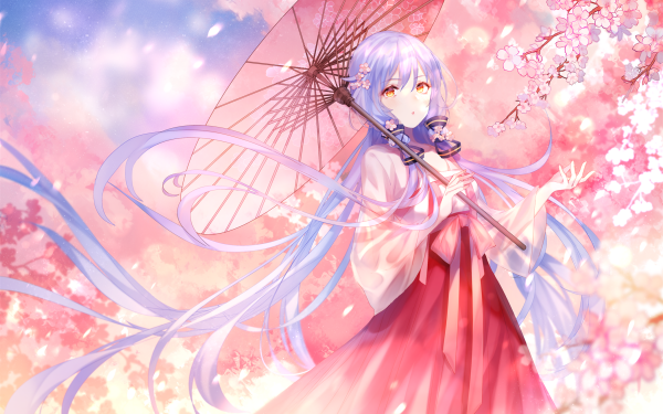 Anime Vocaloid Xingchen Umbrella Long Hair Blue Hair Orange Eyes HD Wallpaper | Background Image