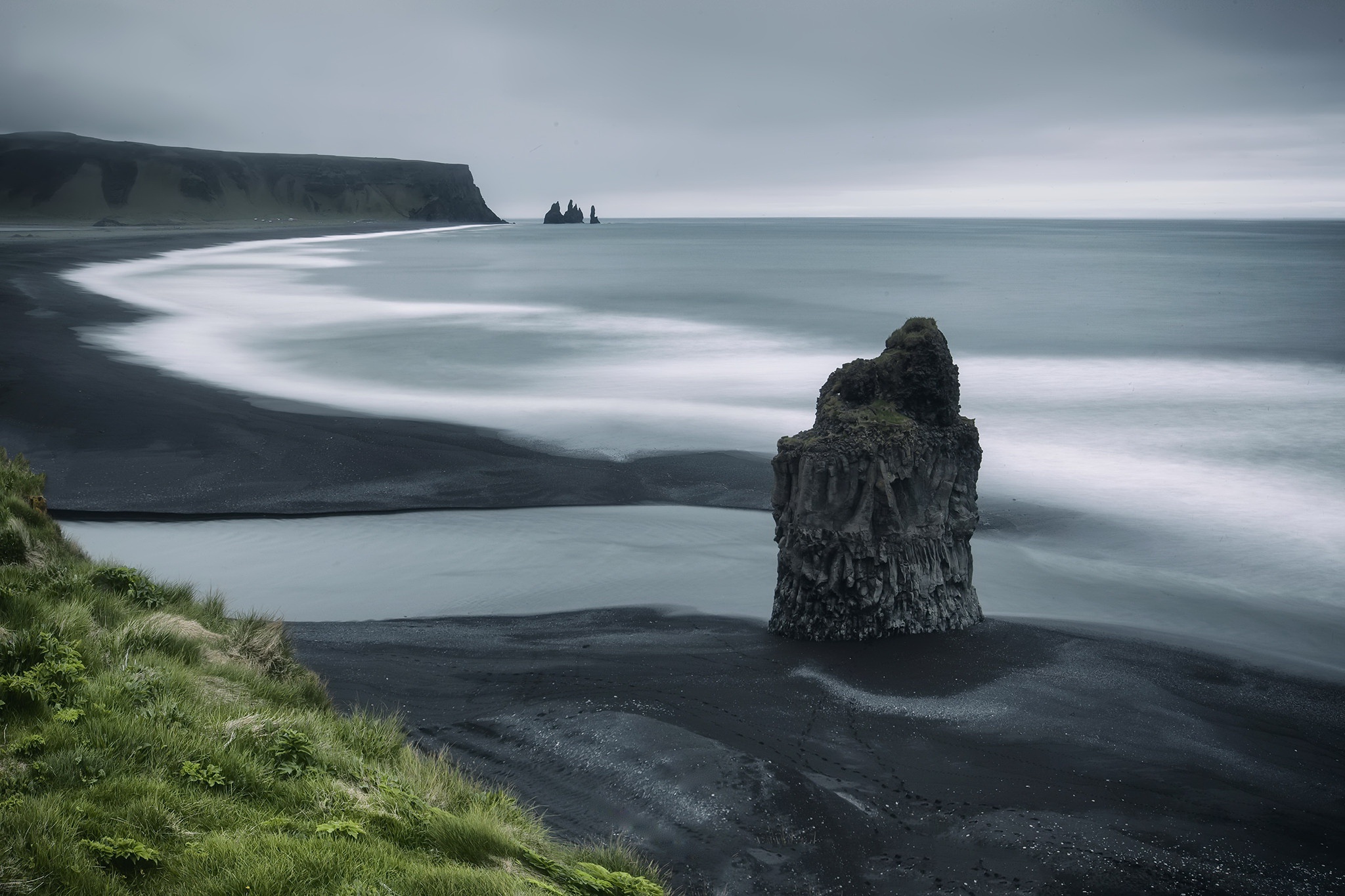 Reynisfjara is a world-famous black-sand beach found on the South Coast of  Iceland