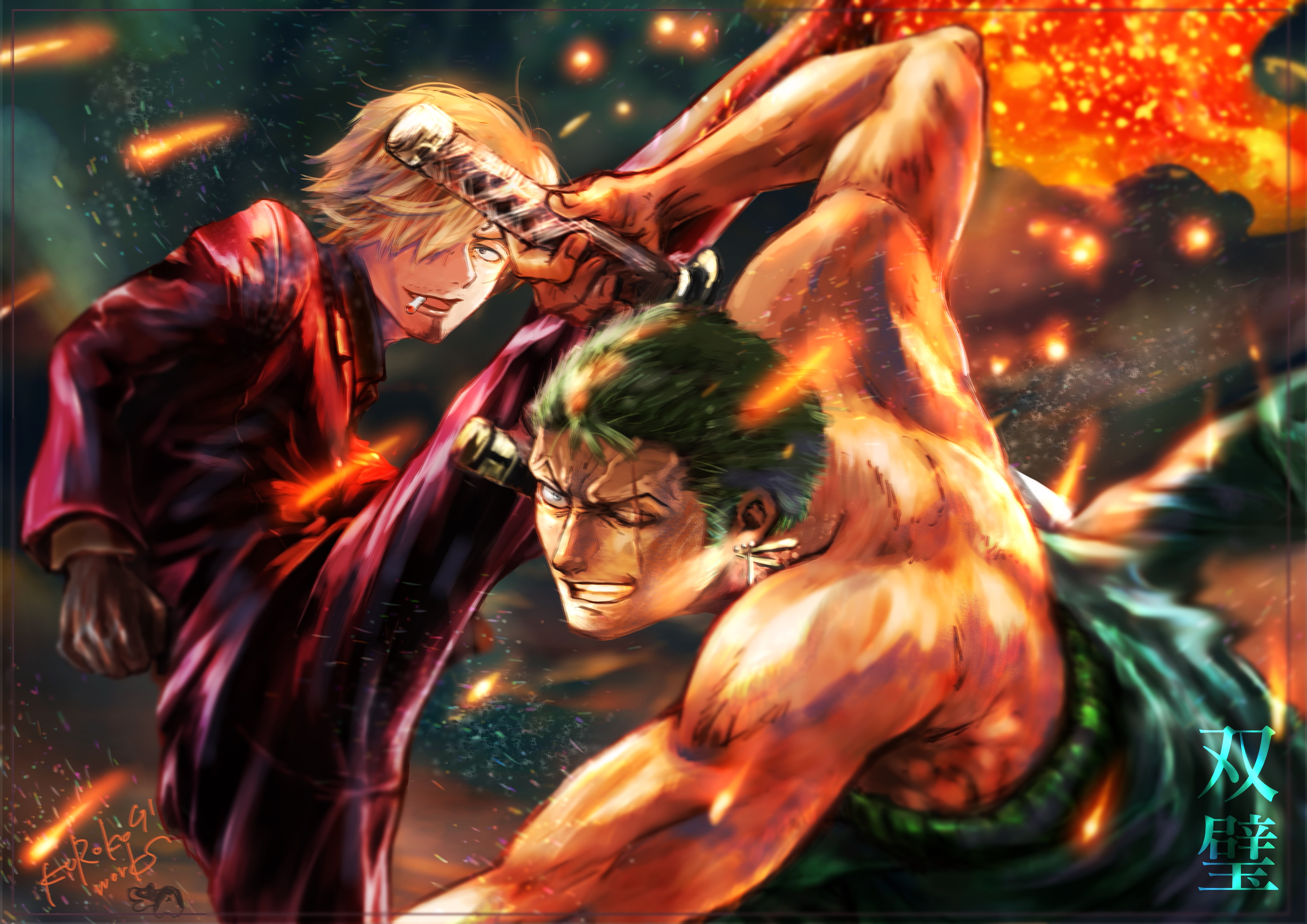 Download Roronoa Zoro Sanji One Piece Anime One Piece K Ultra HD Wallpaper By KUROKOGIworks