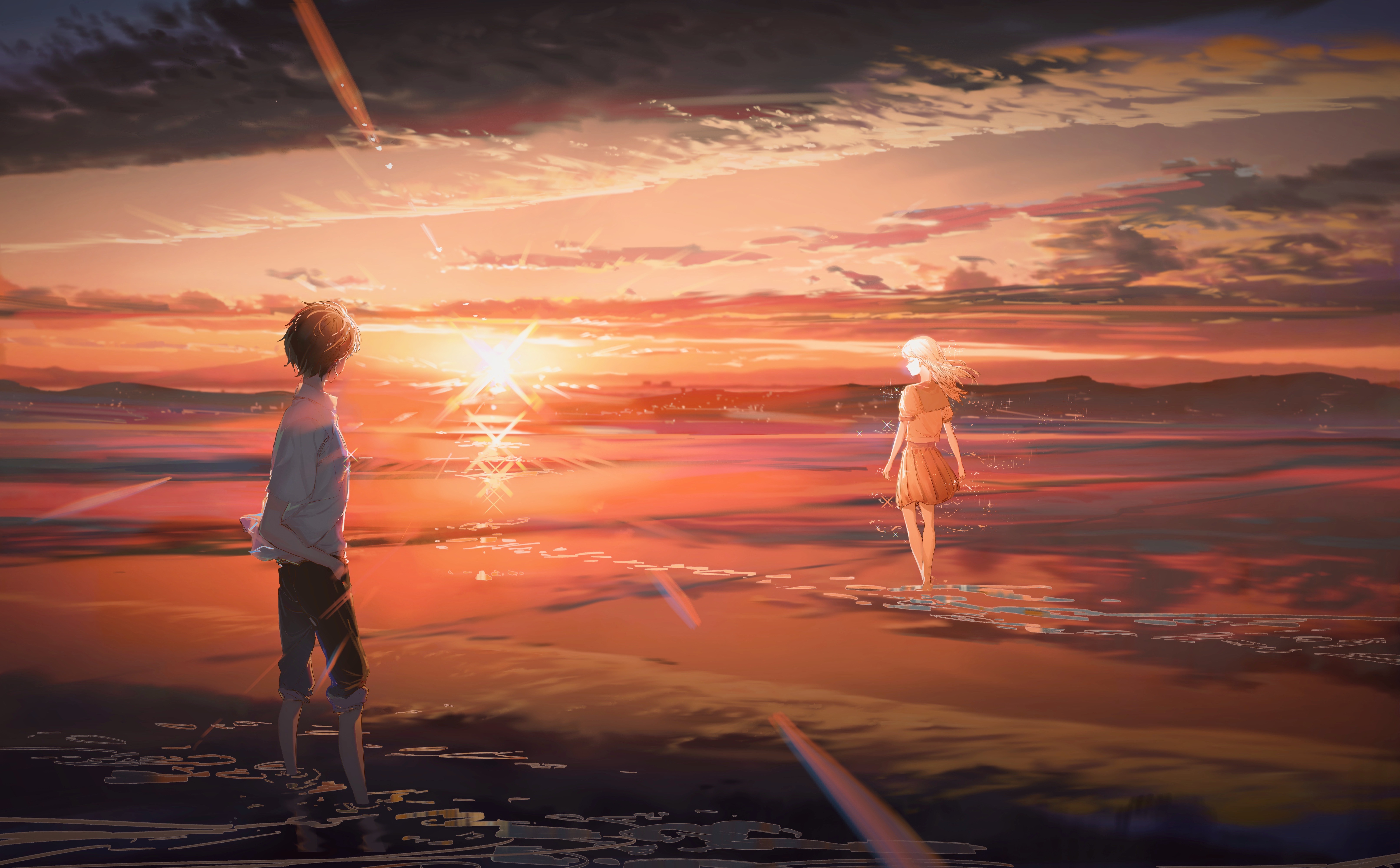 Anime Sunrise 4k Ultra HD Wallpaper by ashorz