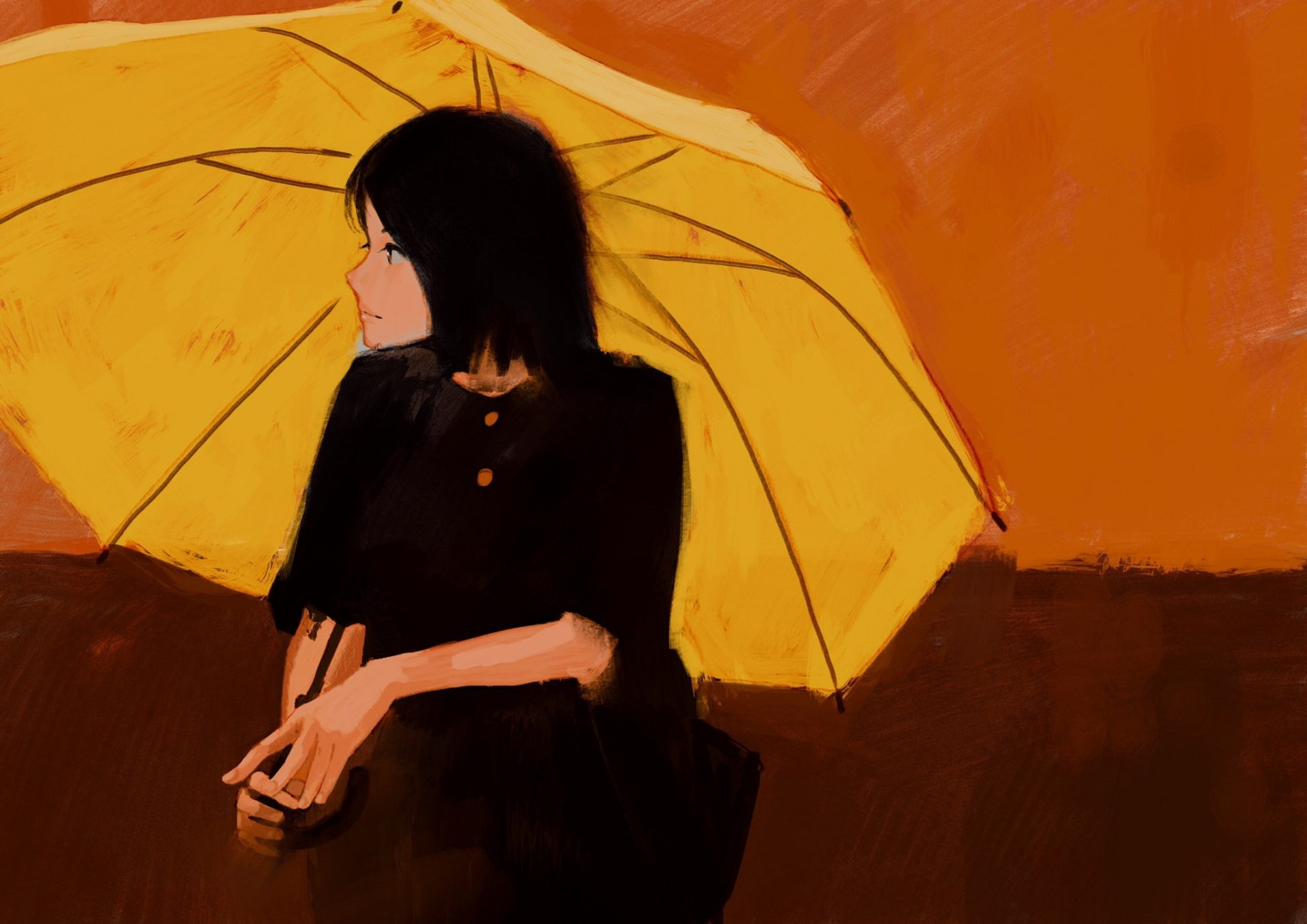Download Umbrella Anime Original HD Wallpaper by げみ