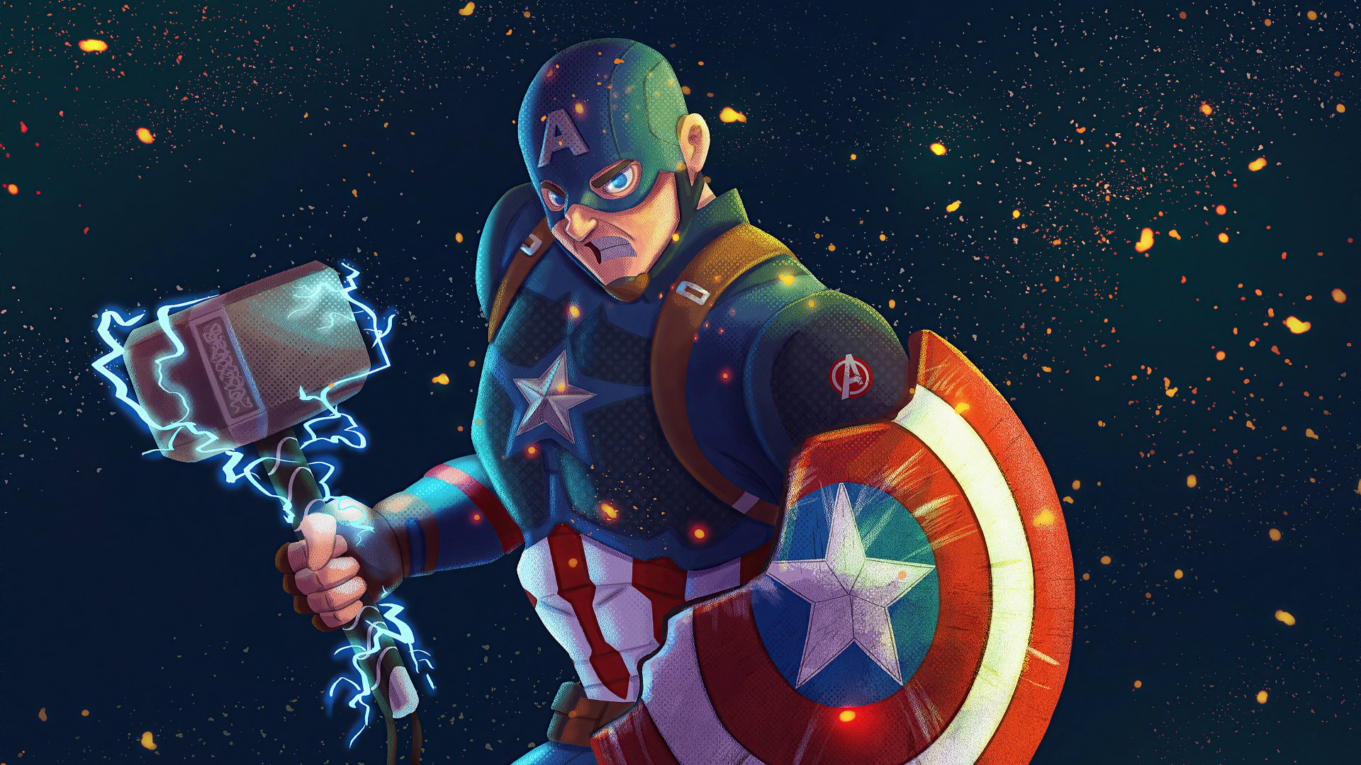 Download Mjölnir Comic Captain America 4k Ultra HD Wallpaper by Rafael Andrade