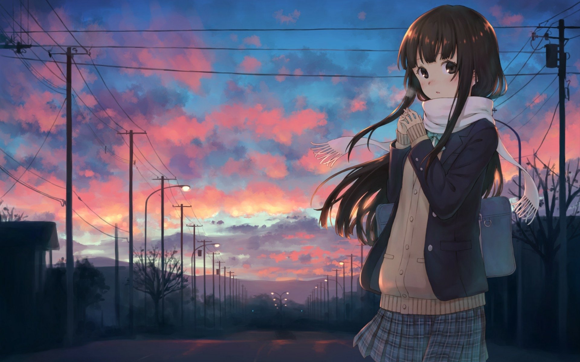 Download Sunset Sky Anime Girl Anime Girl Anime Sunset HD Wallpaper by 104