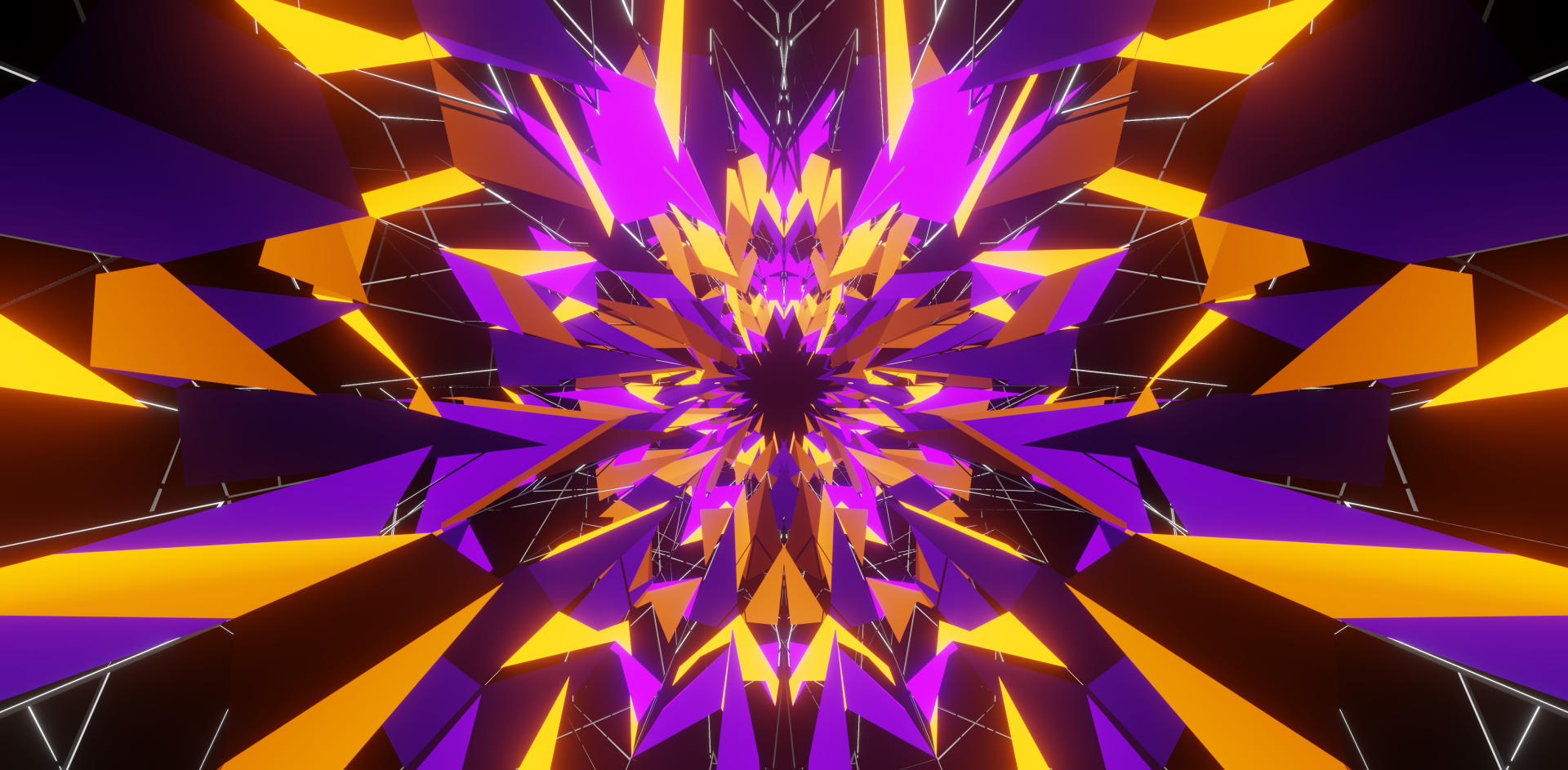 Vibrant abstract composition with sharp geometric shapes in purple and orange hues, rendered in 4K Ultra HD for a striking PC desktop wallpaper and background.