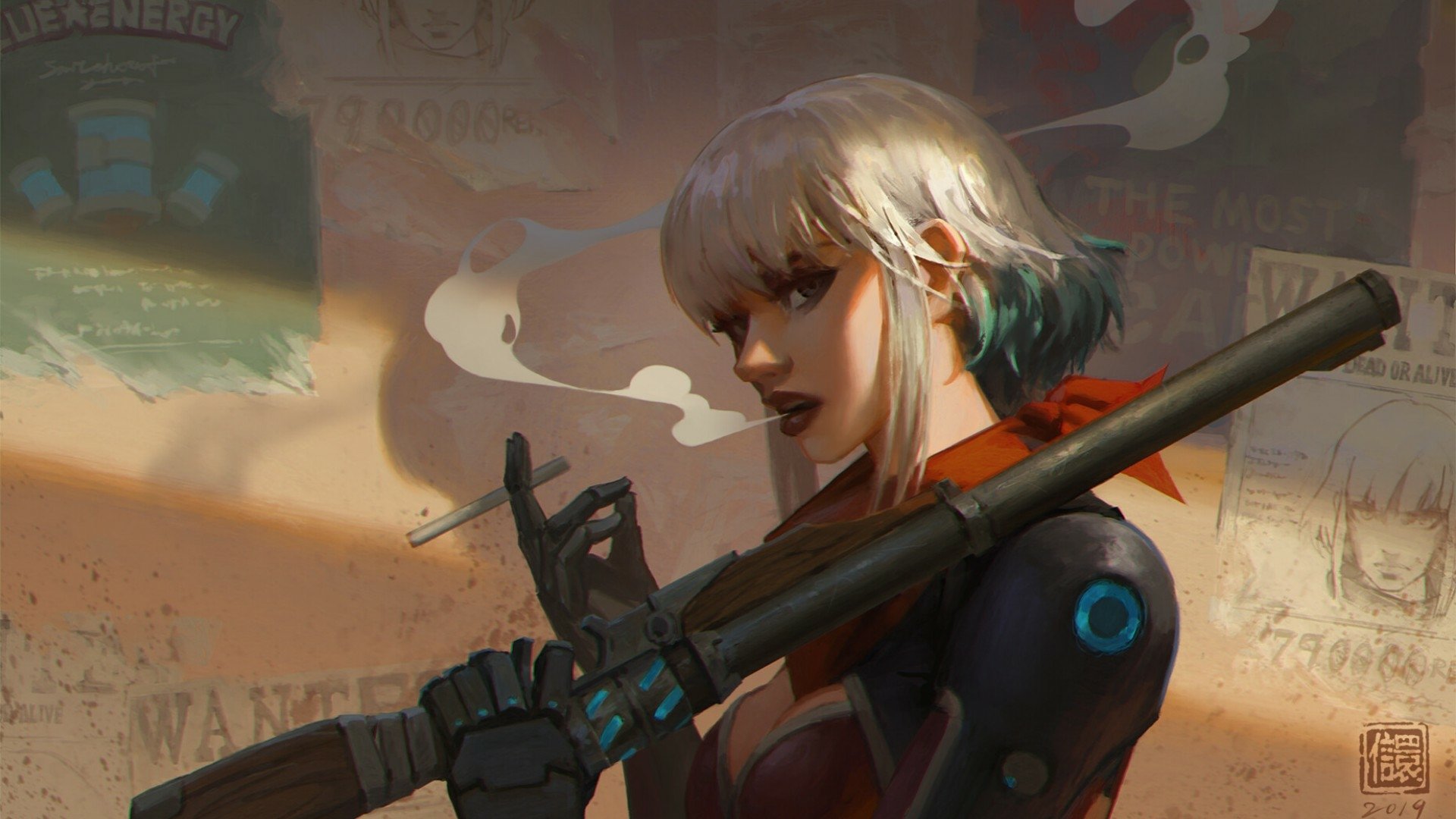 Download Girls & Guns Cyborg Sci Fi Cyberpunk HD Wallpaper by Kan Liu ...