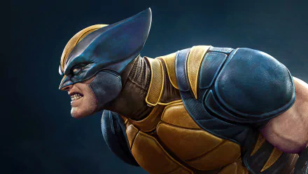 Comic-style Wolverine (X-Men) 4K Ultra HD PC desktop wallpaper — snarling, crouched in yellow-and-blue suit.