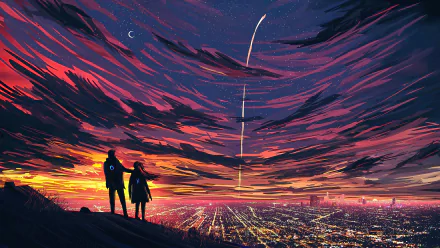 sky cityscape artistic sunset HD Desktop Wallpaper | Background Image