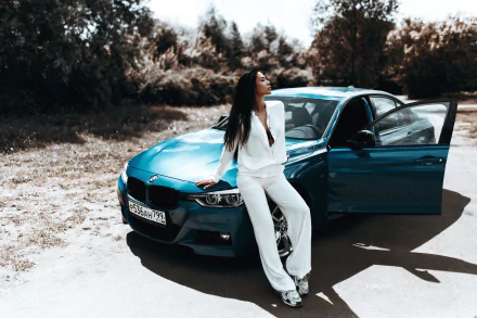 BMW car woman Girls & Cars HD Desktop Wallpaper | Background Image