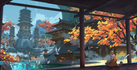 monk fantasy city HD Desktop Wallpaper | Background Image
