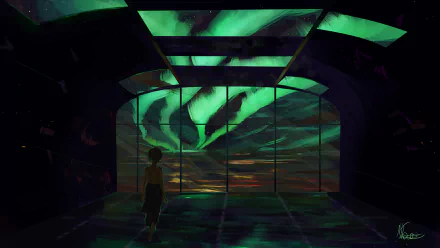 aurora borealis Anime girl anime girl HD Desktop Wallpaper | Background Image