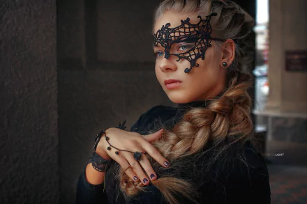 braid ring mask portrait hand style face Lilia Bespalaya woman model HD Desktop Wallpaper | Background Image