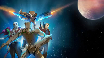 Rocket Raccoon Gamora Peter Quill Drax The Destroyer Star Lord Groot Guardians of the Galaxy TV Show Marvel's Guardians of the Galaxy HD Desktop Wallpaper | Background Image