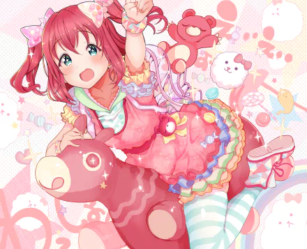 pink hair dress socks aqua eyes Ruby Kurosawa Anime Love Live! Sunshine!! HD Desktop Wallpaper | Background Image