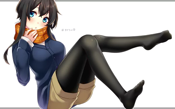 socks black hair blue eyes Anime girl anime girl HD Desktop Wallpaper | Background Image