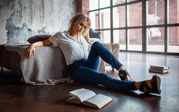 book jeans woman mood HD Desktop Wallpaper | Background Image