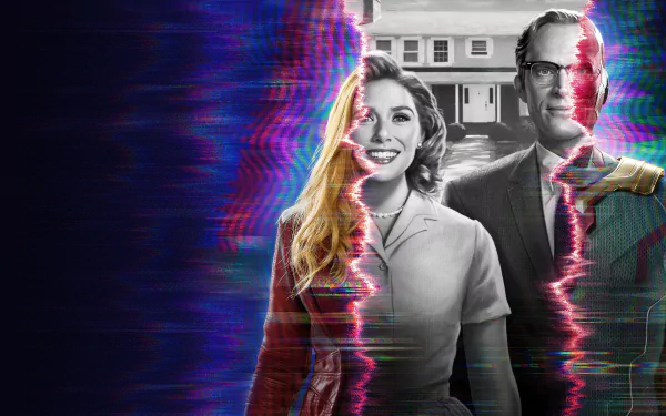 Paul Bettany Vision (Marvel Comics) Elizabeth Olsen Wanda Maximoff TV Show WandaVision HD Desktop Wallpaper | Background Image