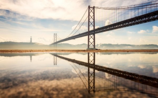 Man Made 25 de Abril Bridge Bridges Portugal Bridge Reflection HD Wallpaper | Background Image