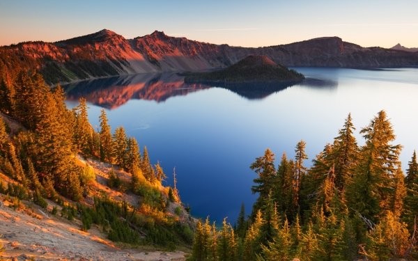 Earth Lake Lakes Nature Island Reflection HD Wallpaper | Background Image