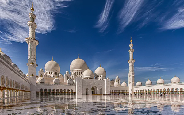 United Arab Emirates Abu Dhabi religious Sheikh Zayed Grand Mosque HD Desktop Wallpaper | Background Image