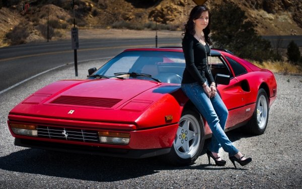 Women Girls & Cars Ferrari 328 GTS HD Wallpaper | Background Image