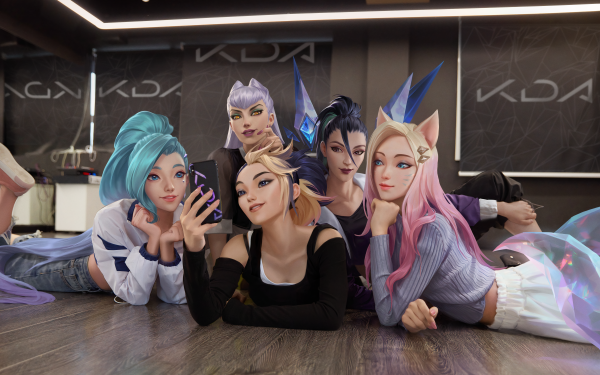 Video Game League Of Legends Seraphine Evelynn Akali Kai'Sa Ahri K-Pop Girl Band K/DA HD Wallpaper | Background Image