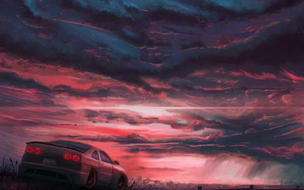 Artistic Sunset Car Sky HD Wallpaper | Background Image