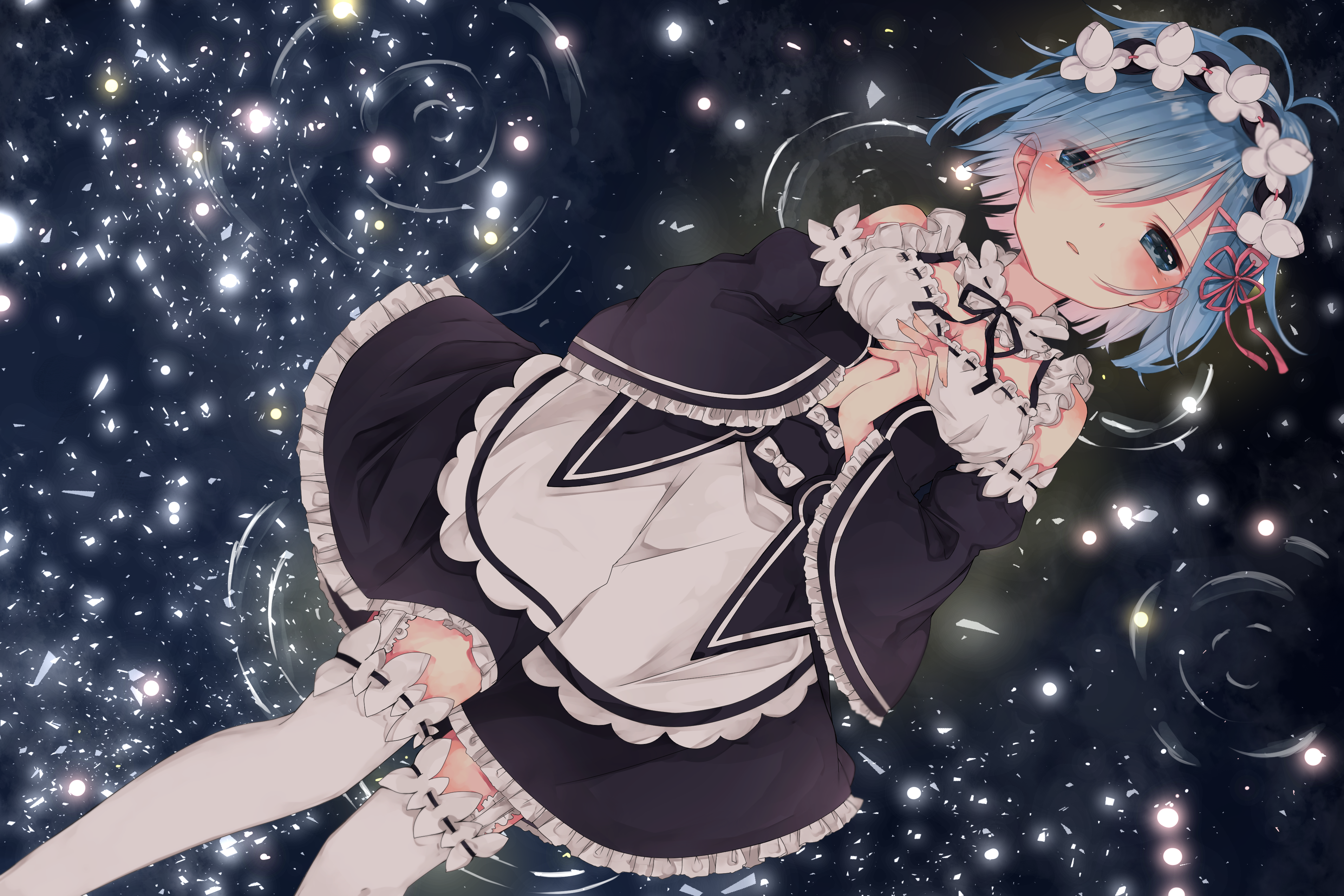 Download Short Hair Blue Eyes Blue Hair Maid Rem (Re:ZERO) Anime Re:Zero -  Starting Life In Another World HD Wallpaper by らてこ