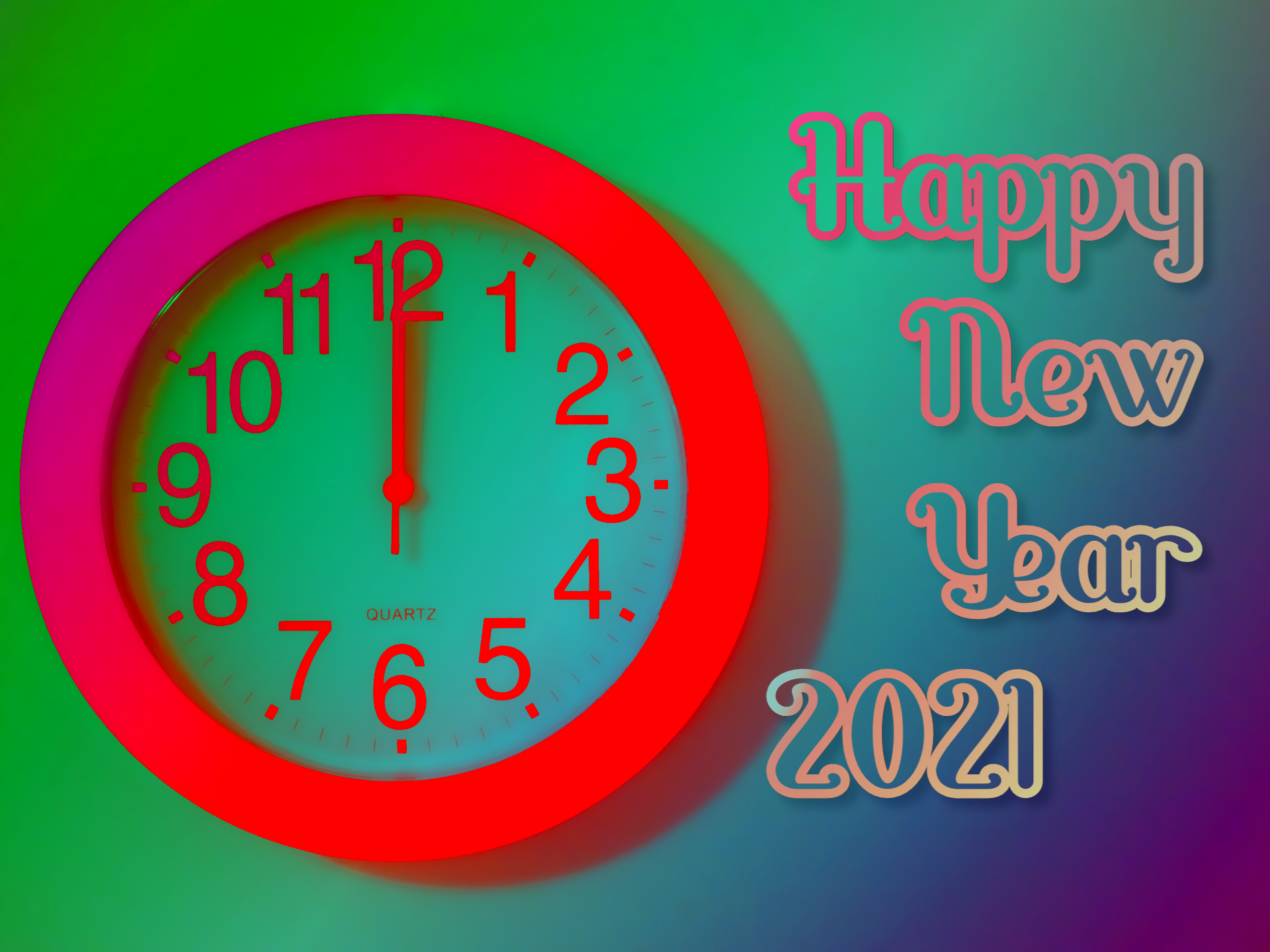 Fluorescent Neon Clock, Happy New Year 2021, Art by lonewolf6738 🎉🕛 by lonewolf6738