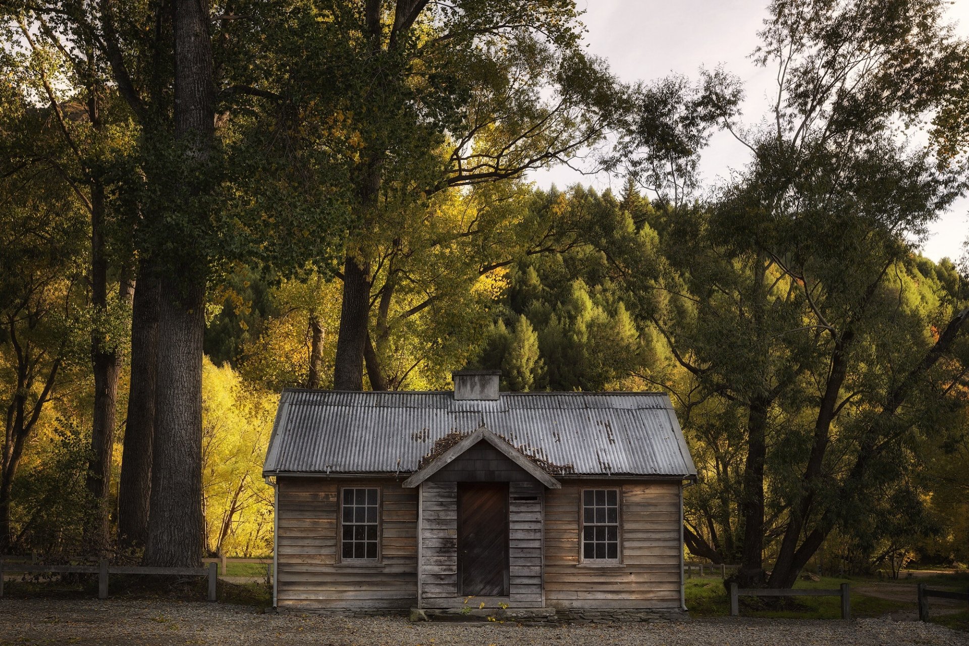 Download House Fall Man Made Cabin Fall Cabin HD Wallpaper