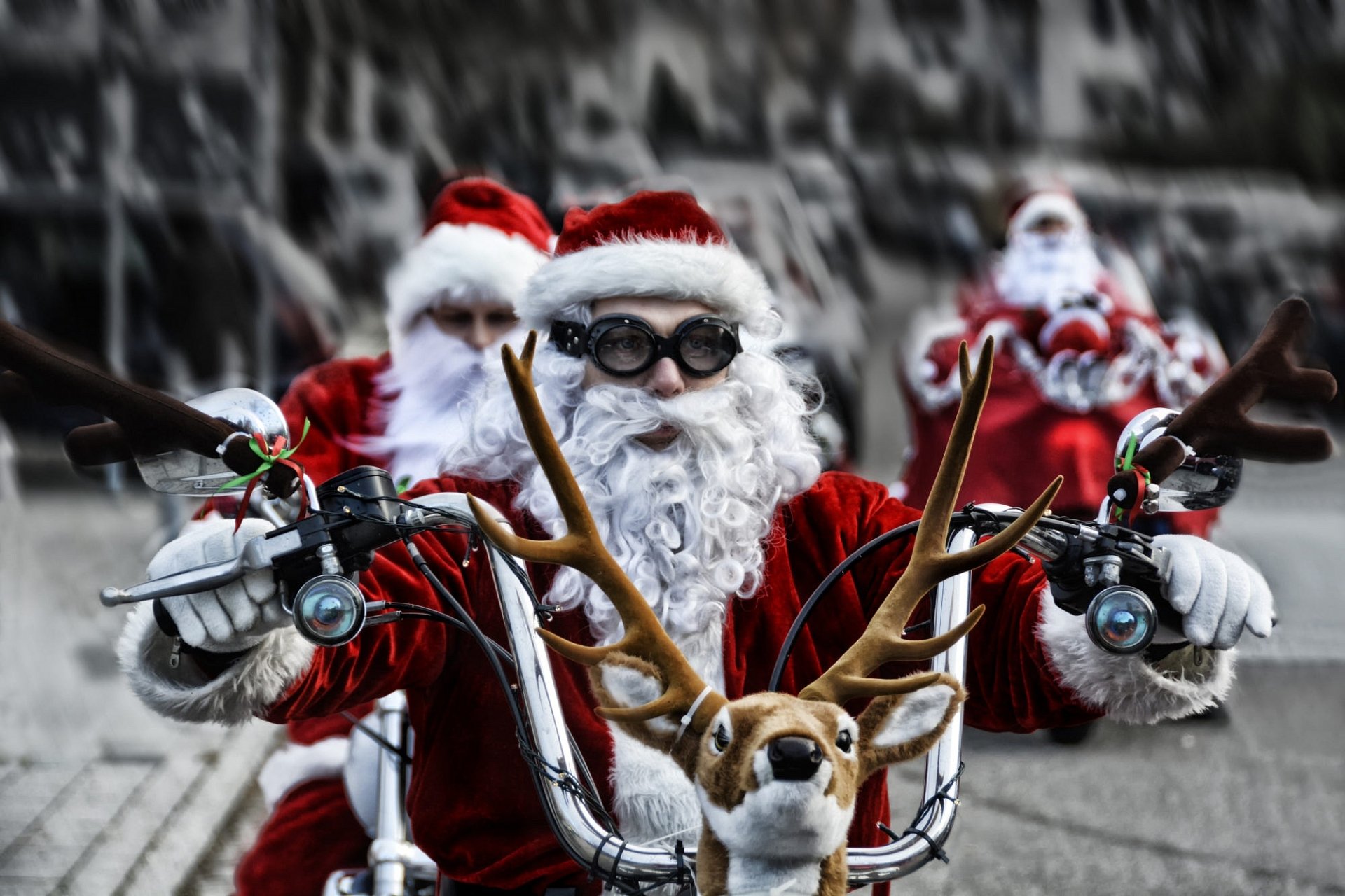 Download Santa Glasses Biker Holiday Christmas HD Wallpaper